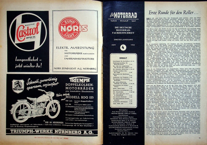 Inhaltsverzeichnis Motorrad 04/1950