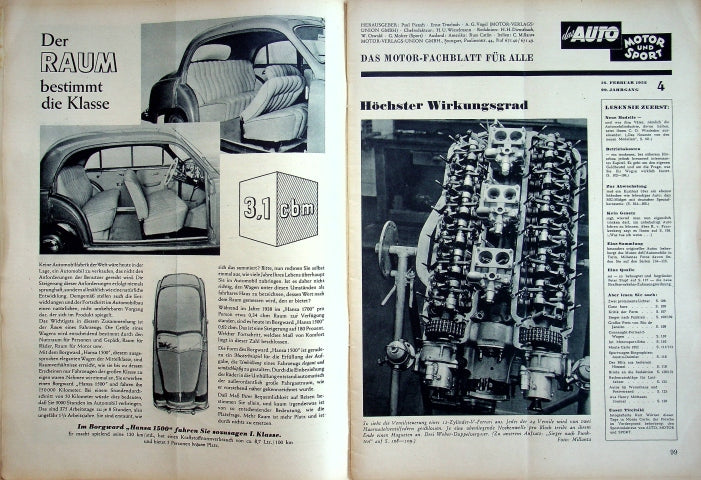 Inhaltsverzeichnis Auto Motor und Sport 04/1952