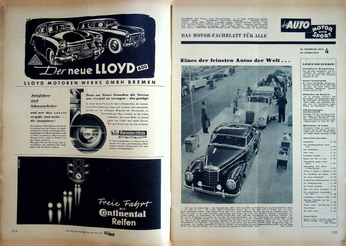 Inhaltsverzeichnis Auto Motor und Sport 04/1953