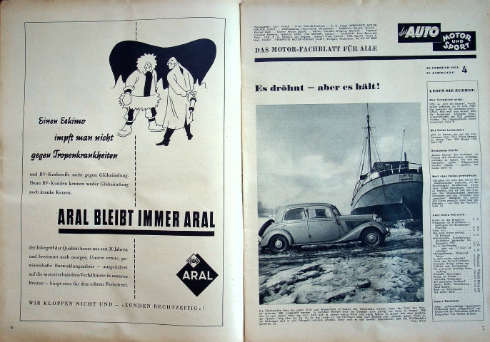 Inhaltsverzeichnis Auto Motor und Sport 04/1954