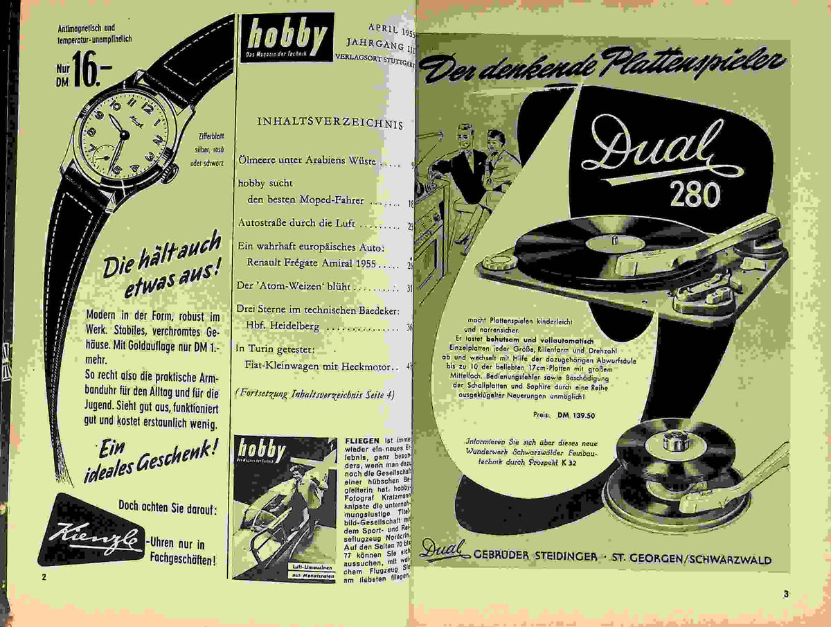 Inhaltsverzeichnis Hobby 04/1955