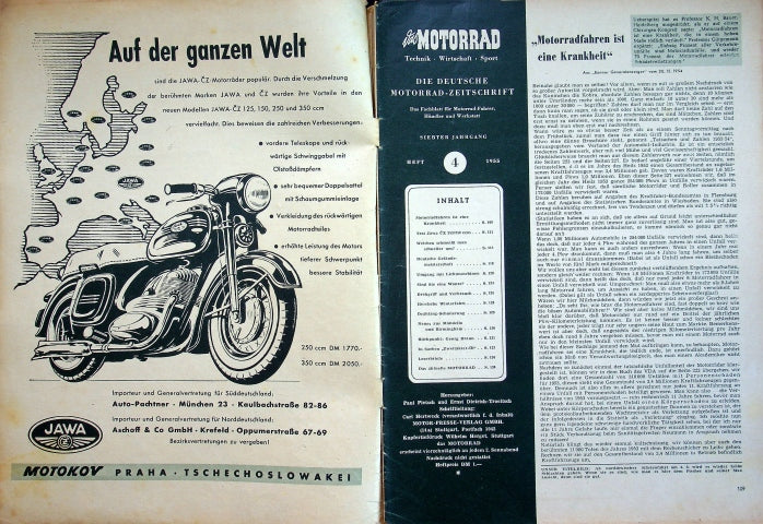 Inhaltsverzeichnis Motorrad 04/1955