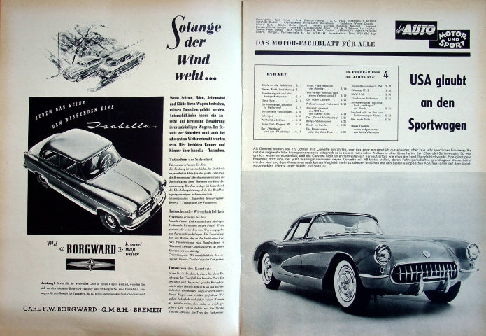 Inhaltsverzeichnis Auto Motor und Sport 04/1956