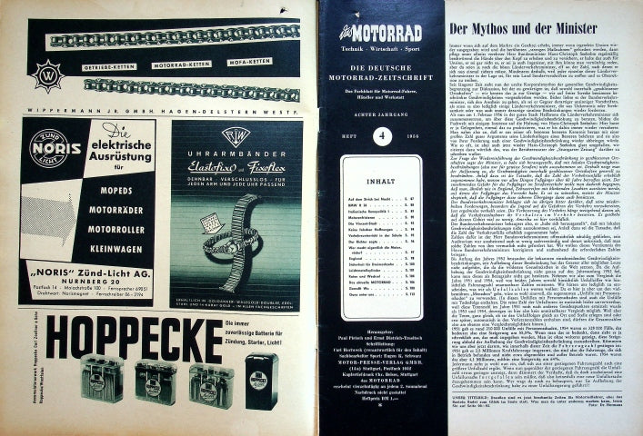 Inhaltsverzeichnis Motorrad 04/1956