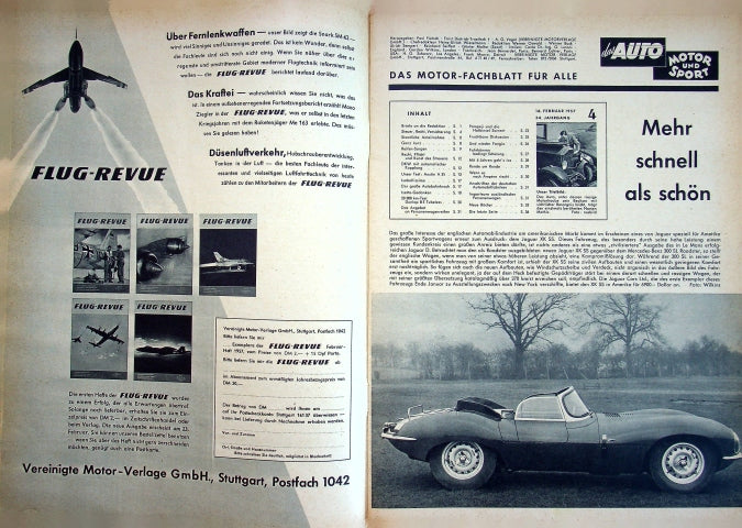 Inhaltsverzeichnis Auto Motor und Sport 04/1957