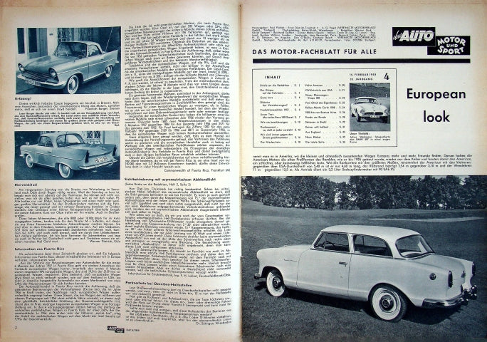 Inhaltsverzeichnis Auto Motor und Sport 04/1958