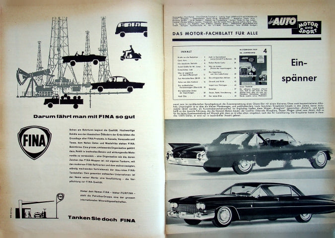 Inhaltsverzeichnis Auto Motor und Sport 04/1959