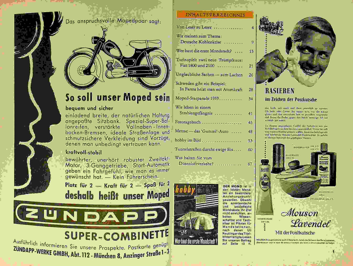 Inhaltsverzeichnis Hobby 04/1959