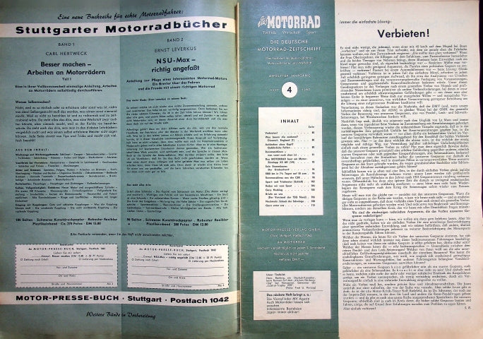 Inhaltsverzeichnis Motorrad 04/1960