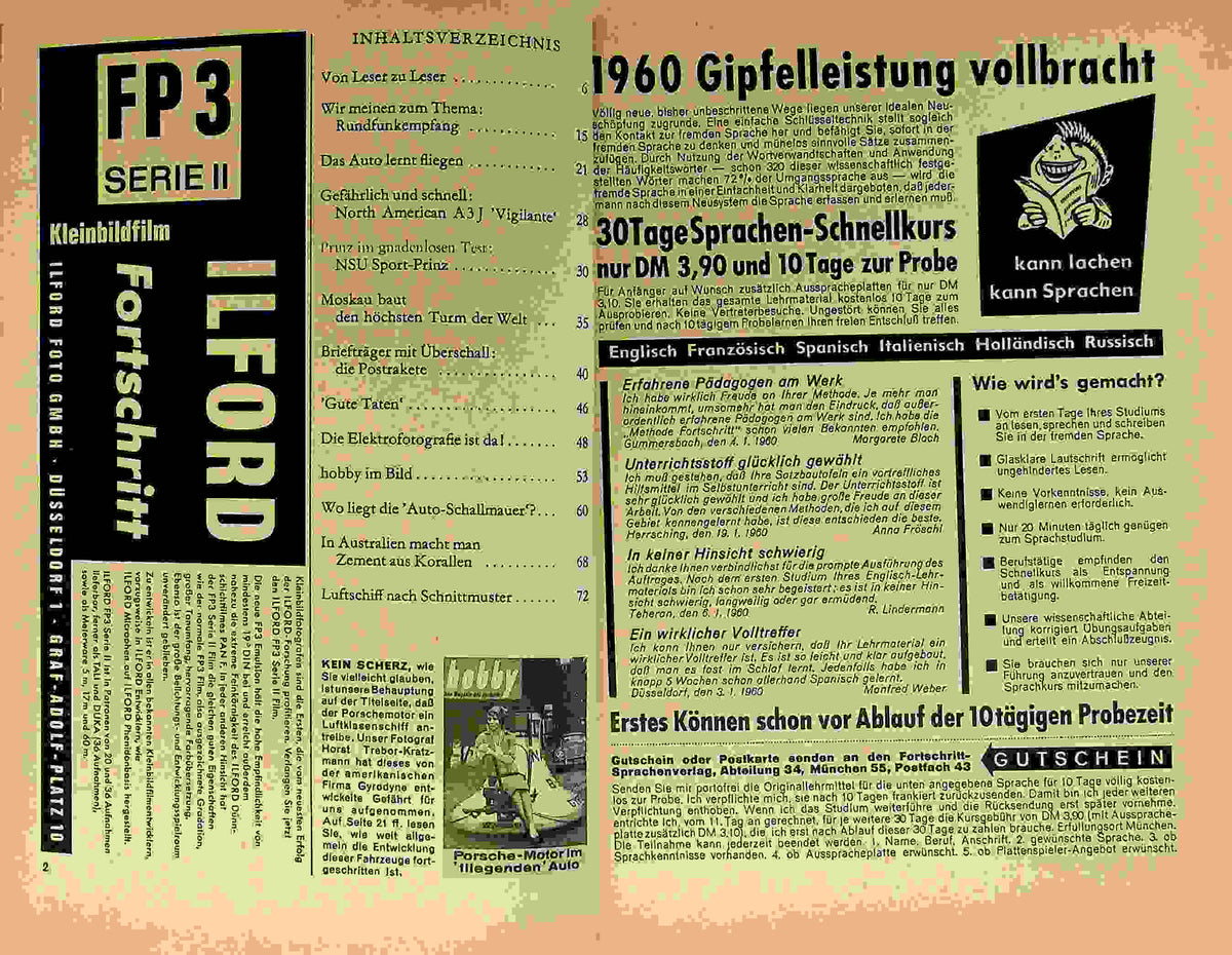 Inhaltsverzeichnis Hobby 04/1960