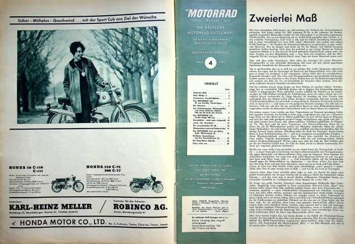 Inhaltsverzeichnis Motorrad 04/1961