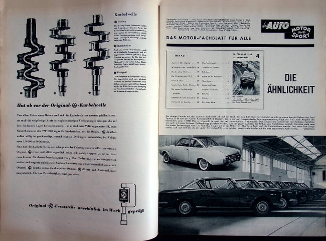 Inhaltsverzeichnis Auto Motor und Sport 04/1962