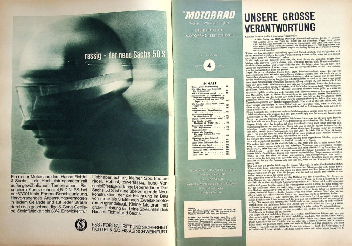Inhaltsverzeichnis Motorrad 04/1963