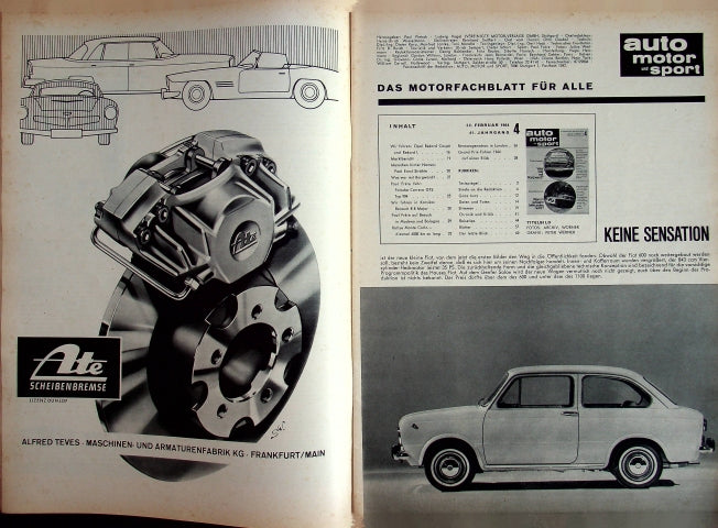Inhaltsverzeichnis Auto Motor und Sport 04/1964