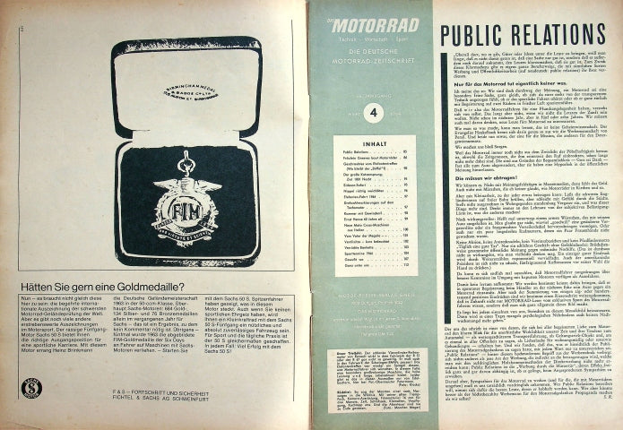 Inhaltsverzeichnis Motorrad 04/1964