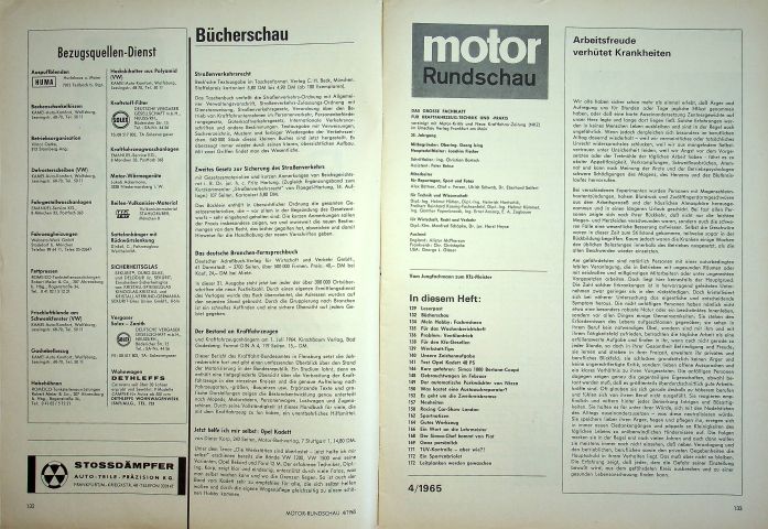 Inhaltsverzeichnis Motor Rundschau 04/1965