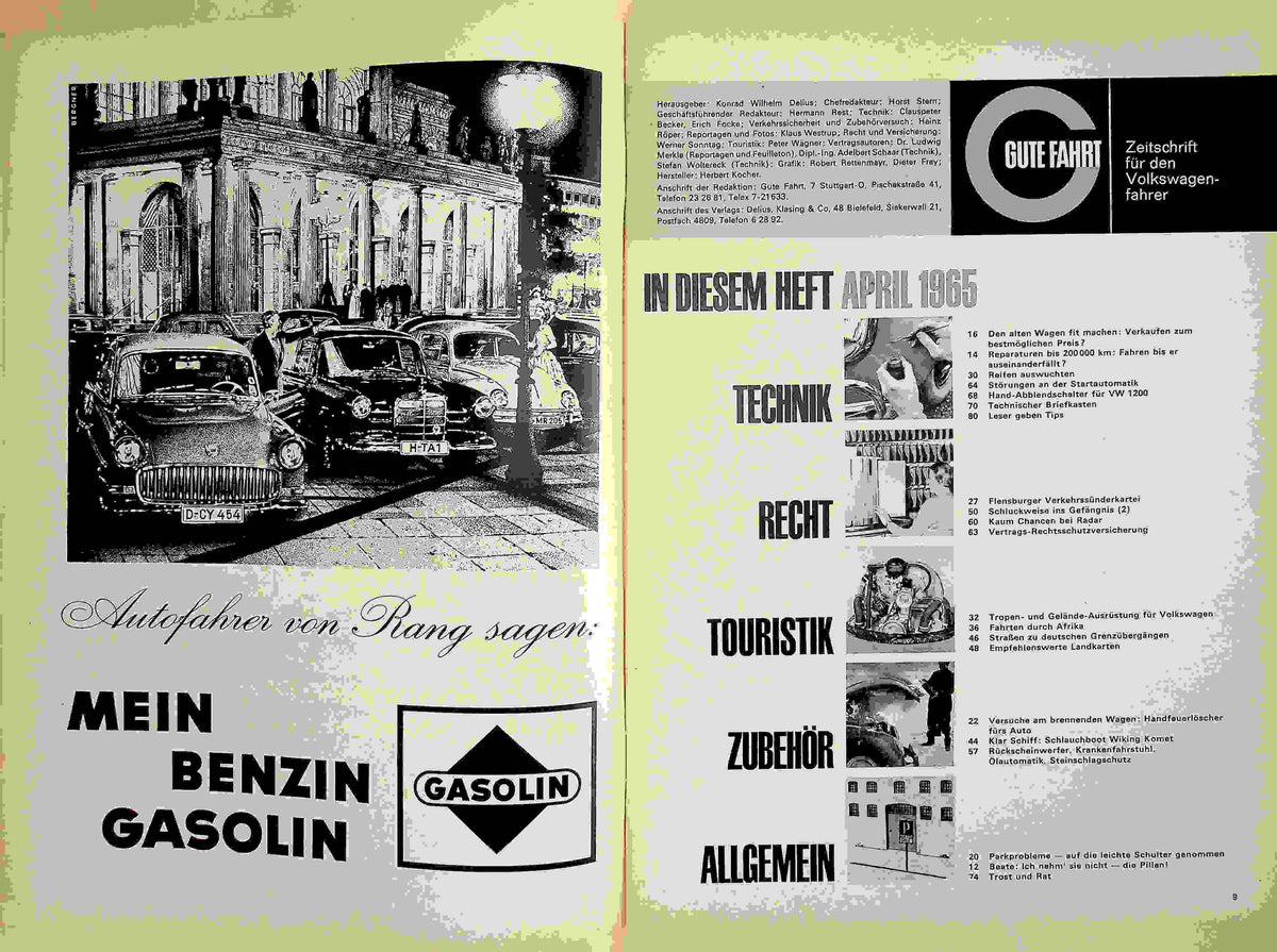 Inhaltsverzeichnis Gute Fahrt 04/1965