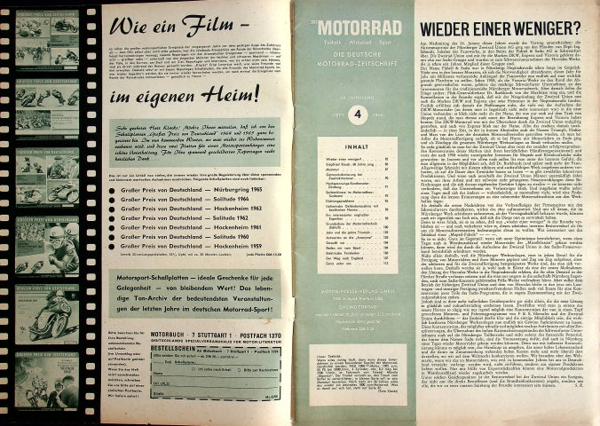 Inhaltsverzeichnis Motorrad 04/1966