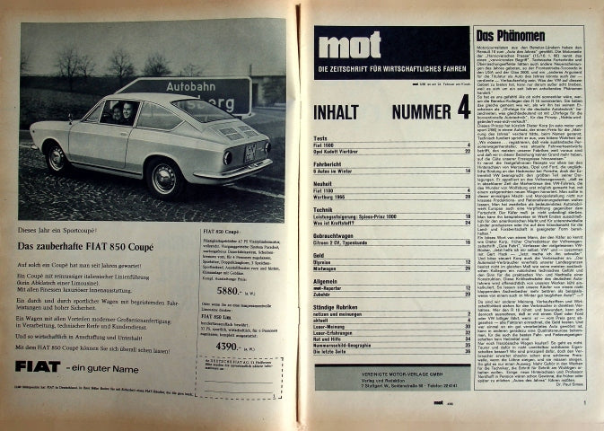 Inhaltsverzeichnis MOT 04/1966