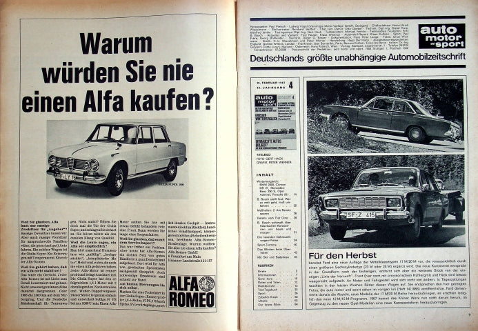 Inhaltsverzeichnis Auto Motor und Sport 04/1967