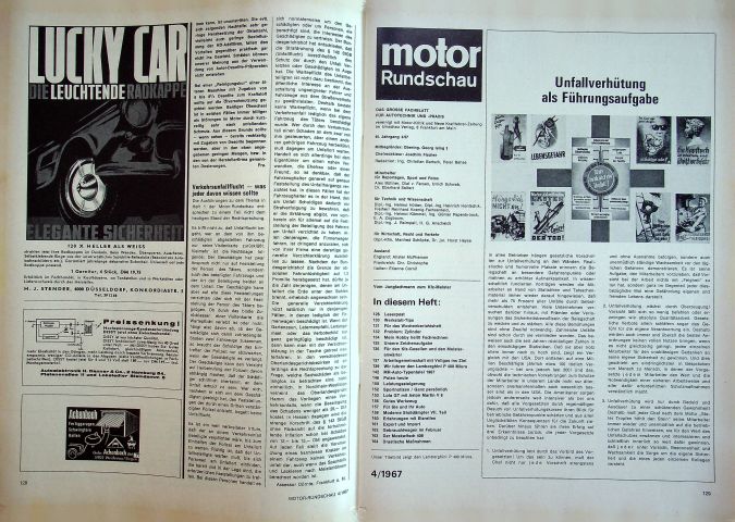 Inhaltsverzeichnis Motor Rundschau 04/1967
