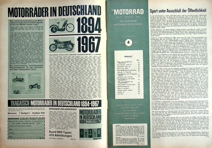 Inhaltsverzeichnis Motorrad 04/1967