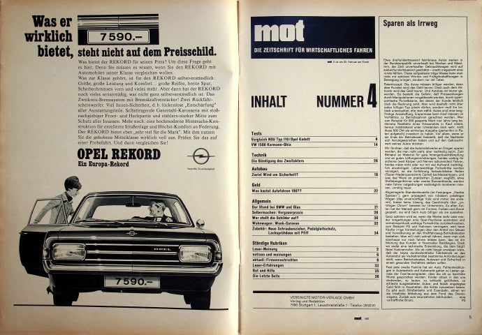 Inhaltsverzeichnis MOT 04/1967