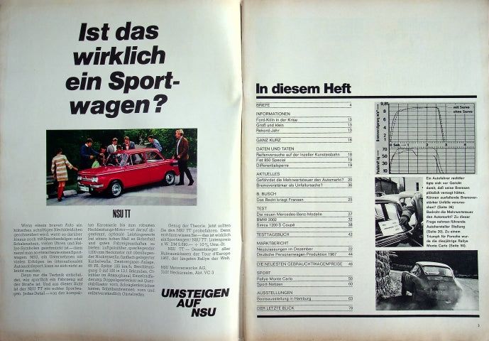 Inhaltsverzeichnis Auto Motor und Sport 04/1968