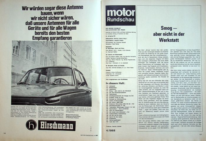 Inhaltsverzeichnis Motor Rundschau 04/1968