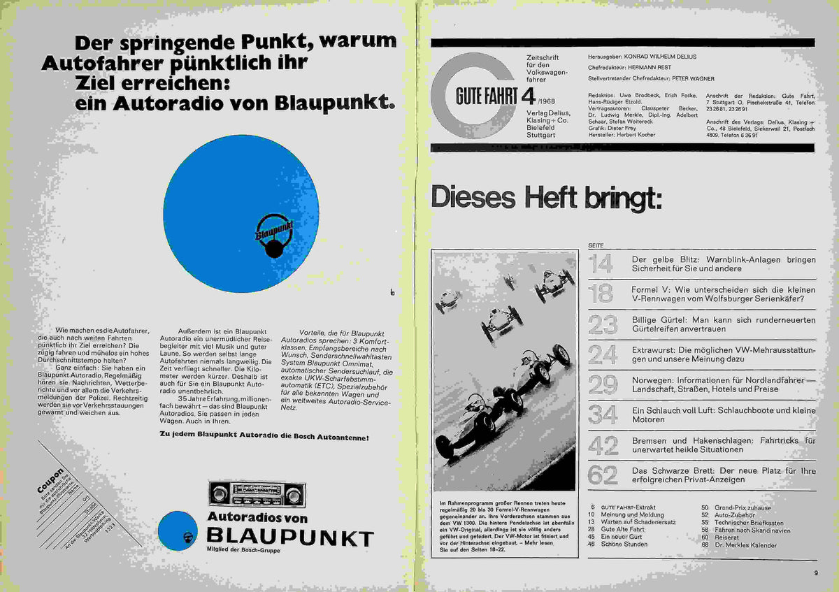Inhaltsverzeichnis Gute Fahrt 04/1968