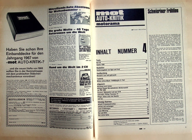 Inhaltsverzeichnis MOT 04/1968