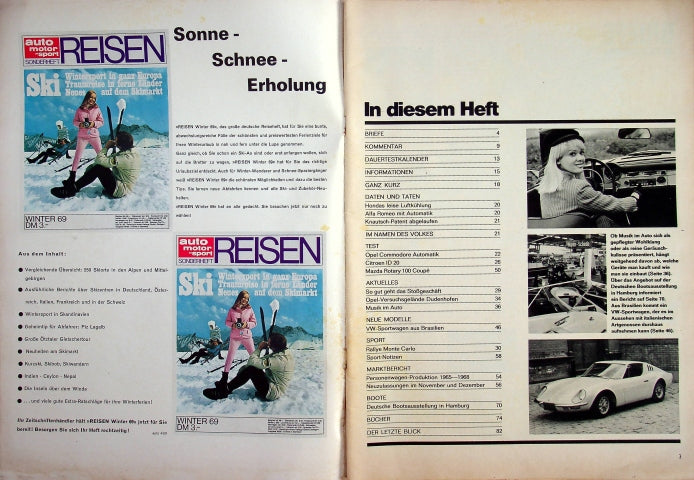 Inhaltsverzeichnis Auto Motor und Sport 04/1969