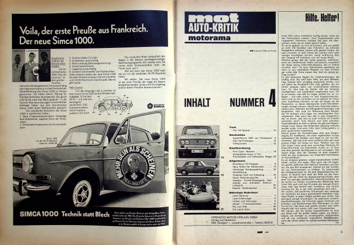 Inhaltsverzeichnis MOT 04/1969