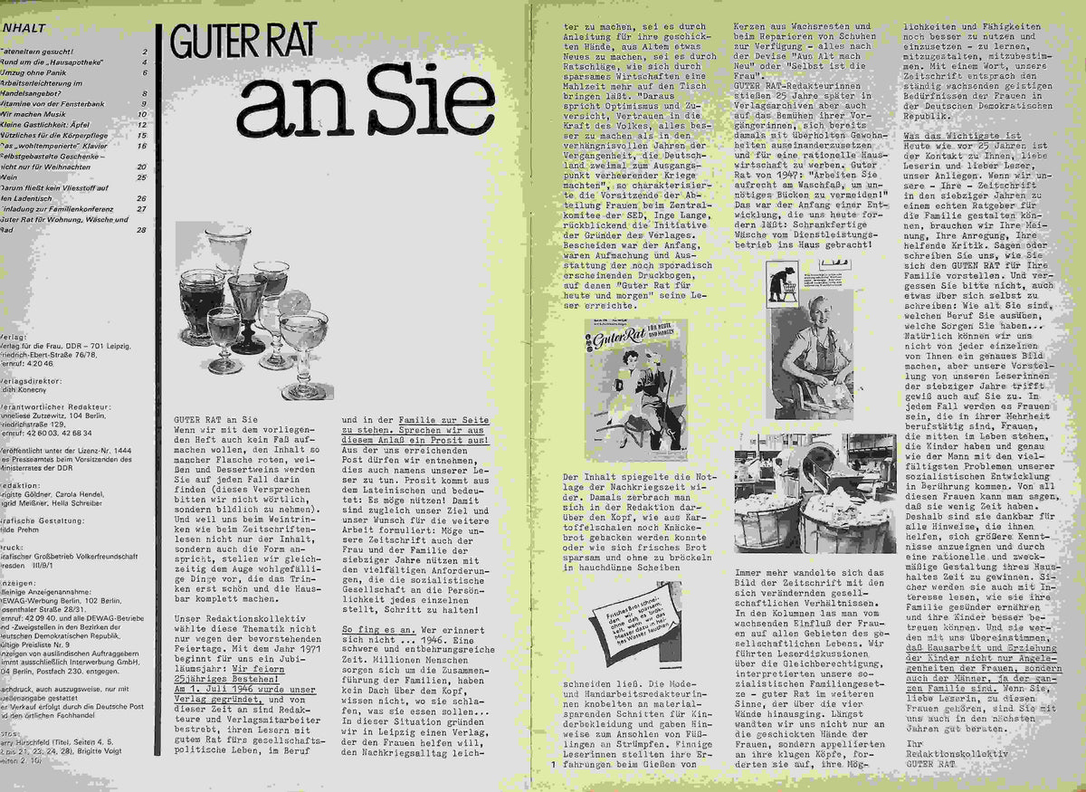 Inhaltsverzeichnis Guter Rat 04/1970