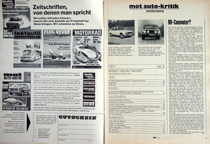 Inhaltsverzeichnis MOT 04/1970