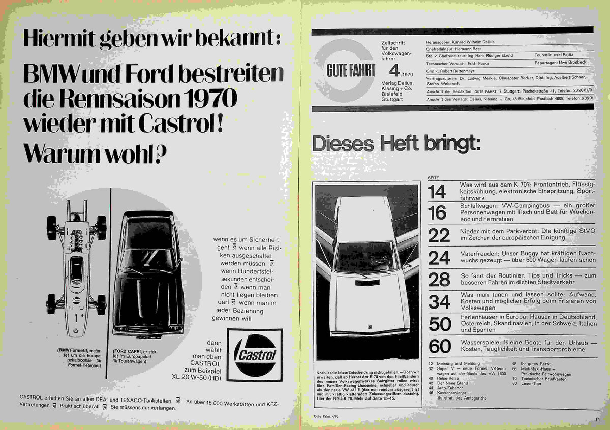 Inhaltsverzeichnis Gute Fahrt 04/1970
