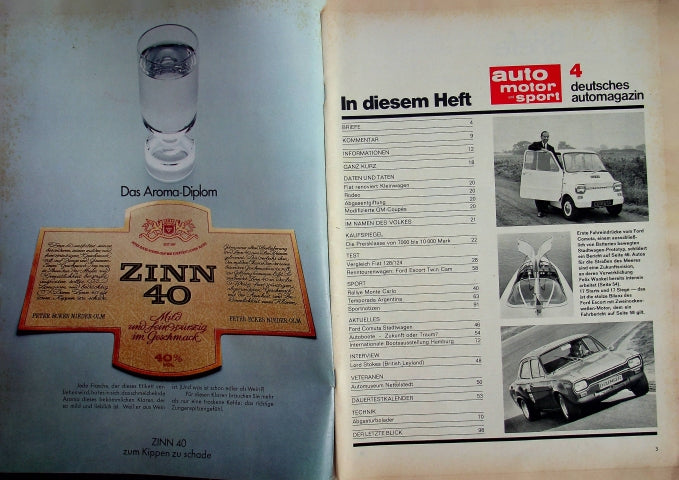 Inhaltsverzeichnis Auto Motor und Sport 04/1970