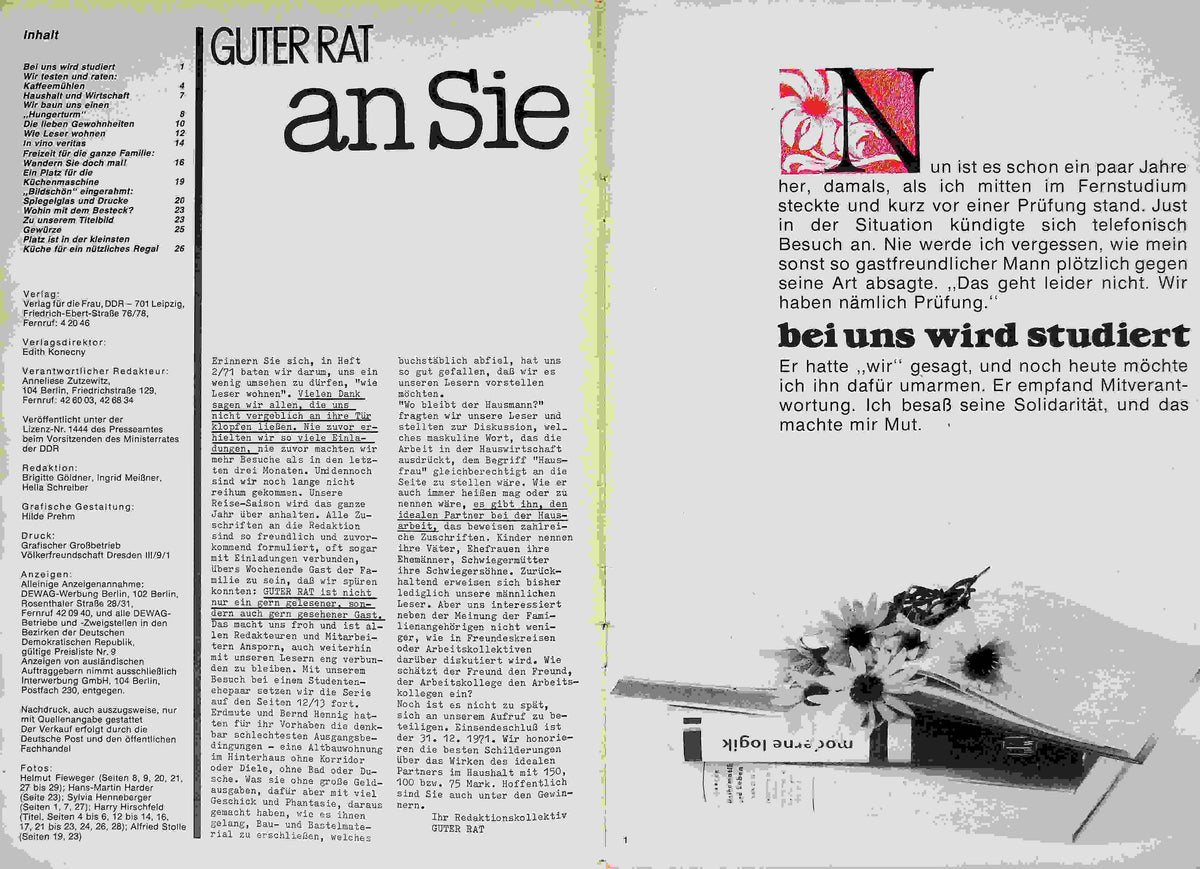 Inhaltsverzeichnis Guter Rat 04/1971