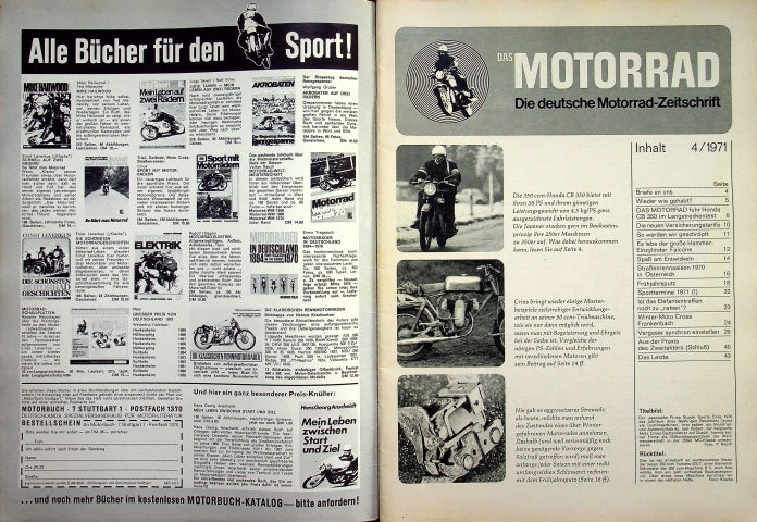 Inhaltsverzeichnis Motorrad 04/1971