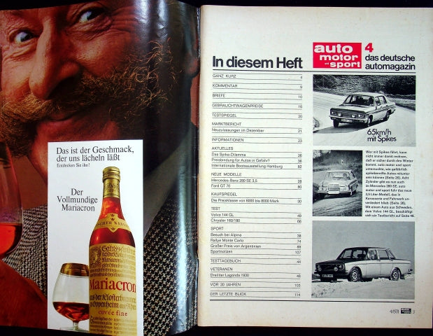 Inhaltsverzeichnis Auto Motor und Sport 04/1971