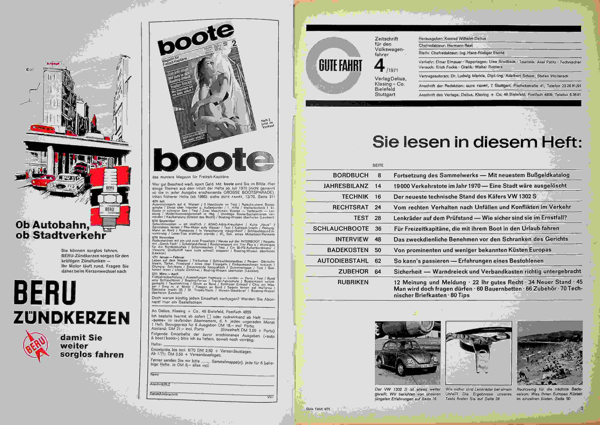 Inhaltsverzeichnis Gute Fahrt 04/1971