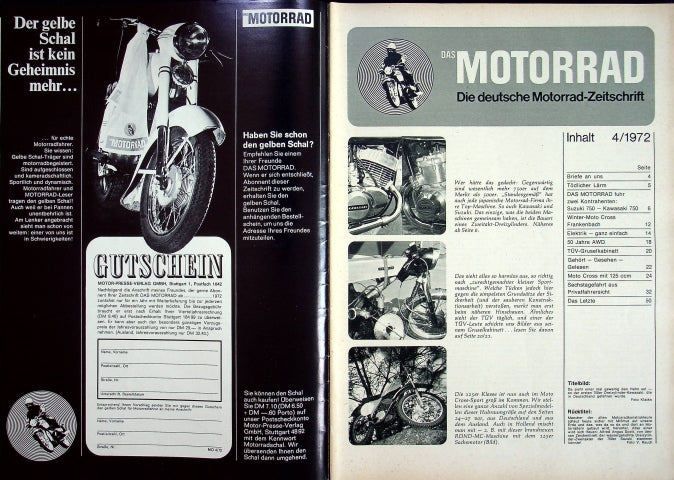Inhaltsverzeichnis Motorrad 04/1972