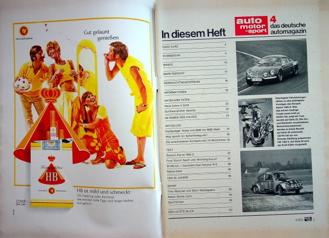 Inhaltsverzeichnis Auto Motor und Sport 04/1972
