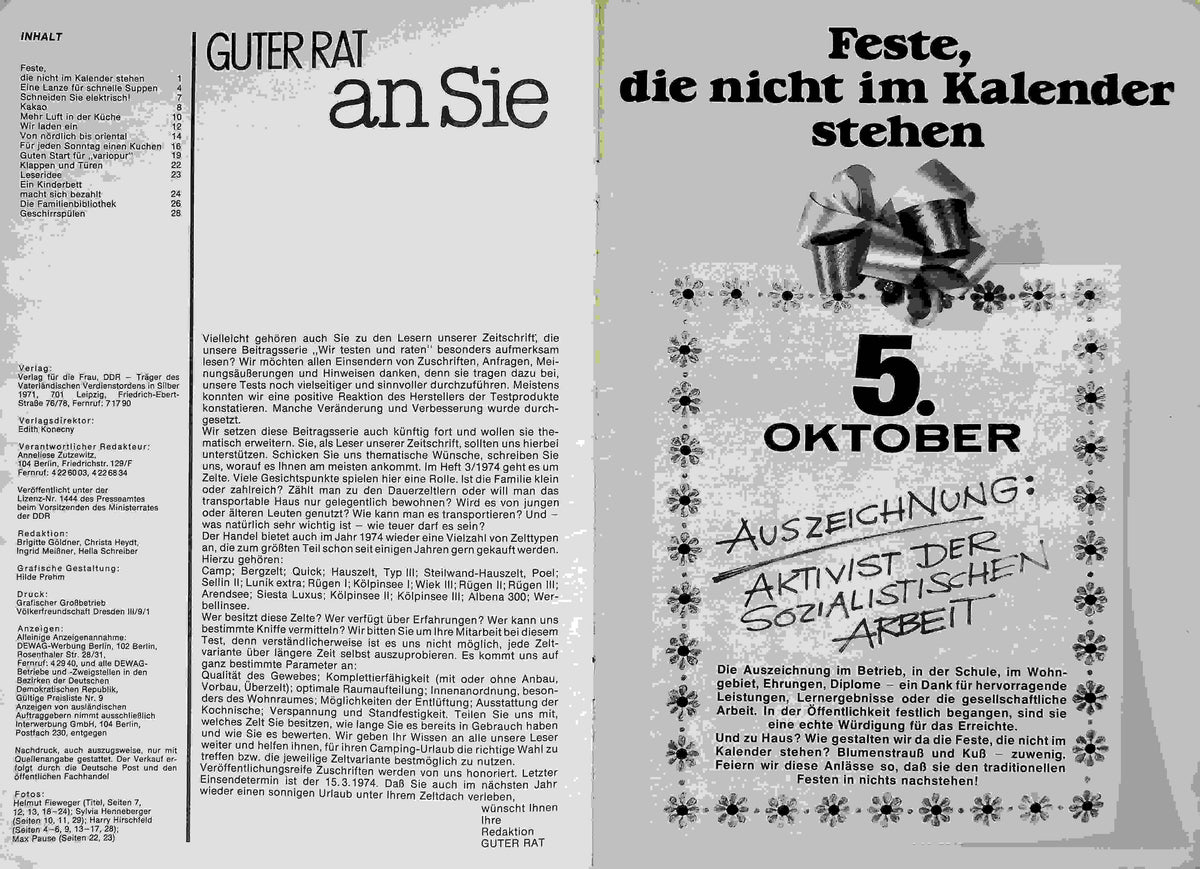 Inhaltsverzeichnis Guter Rat 04/1973