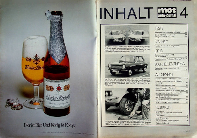 Inhaltsverzeichnis MOT 04/1973