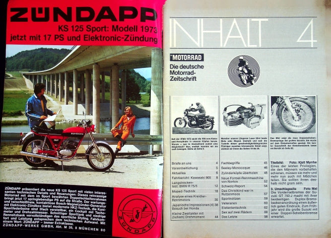 Inhaltsverzeichnis Motorrad 04/1973
