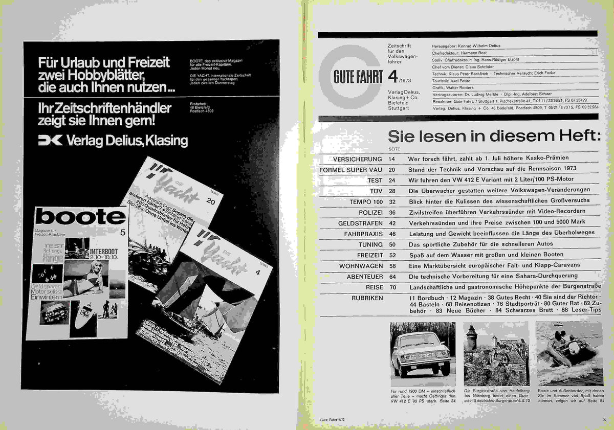 Inhaltsverzeichnis Gute Fahrt 04/1973