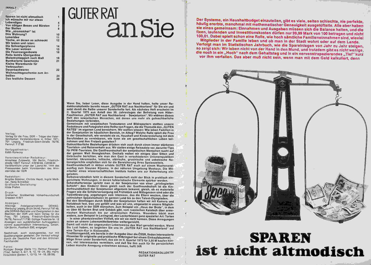 Inhaltsverzeichnis Guter Rat 04/1974