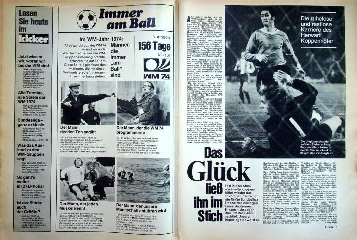 Inhaltsverzeichnis Kicker 04/1974