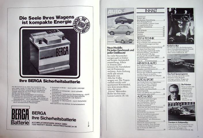 Inhaltsverzeichnis Autozeitung 04/1974